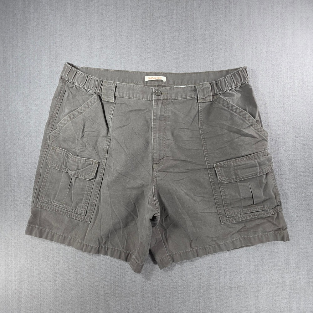 Savane Cargo Shorts Mens 40 Brown Elastic Waist Cotton Canvas SA3634